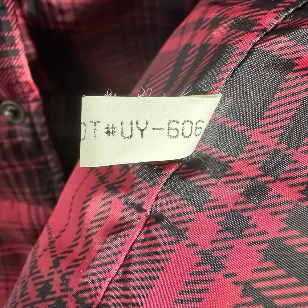 LL Bean Vest Mens‎ M Red Black Buffalo Plaid Snap Goose Down Vintage Insulated